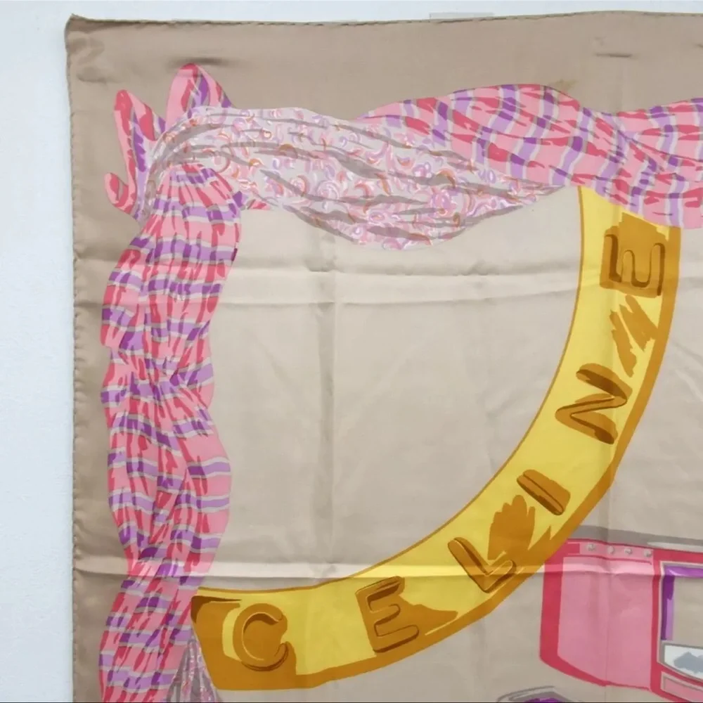 AUTH Celine Silk Scarf Pink - Picture 2 of 7